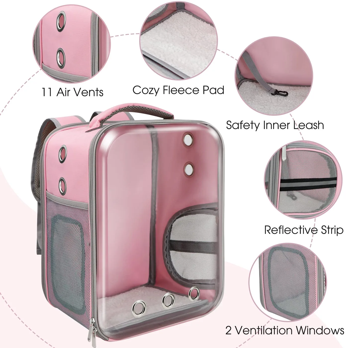 Dog Carrier Backpack with Laptop Compartment: Manufa - detail view supplied by QUANZHOU JUNYUAN BAGS