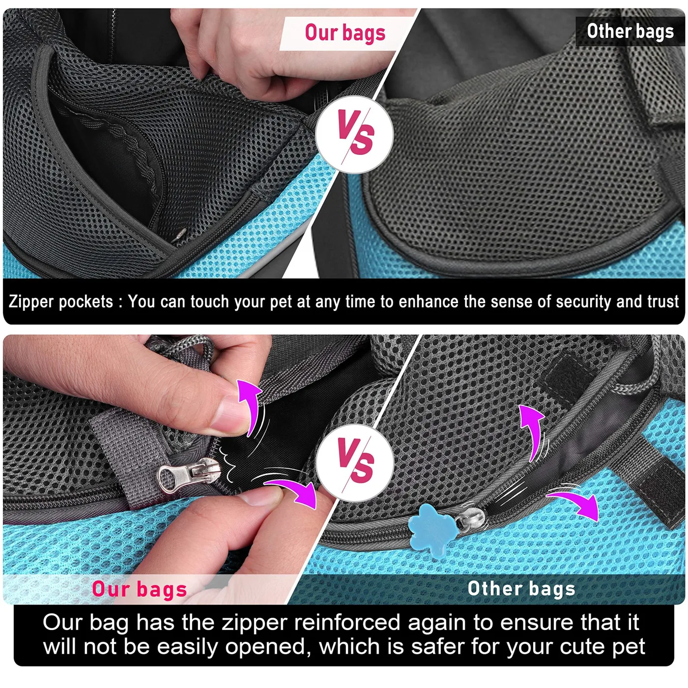Pet Carrier Conditioner: Coat Care - detail view supplied by QUANZHOU JUNYUAN BAGS